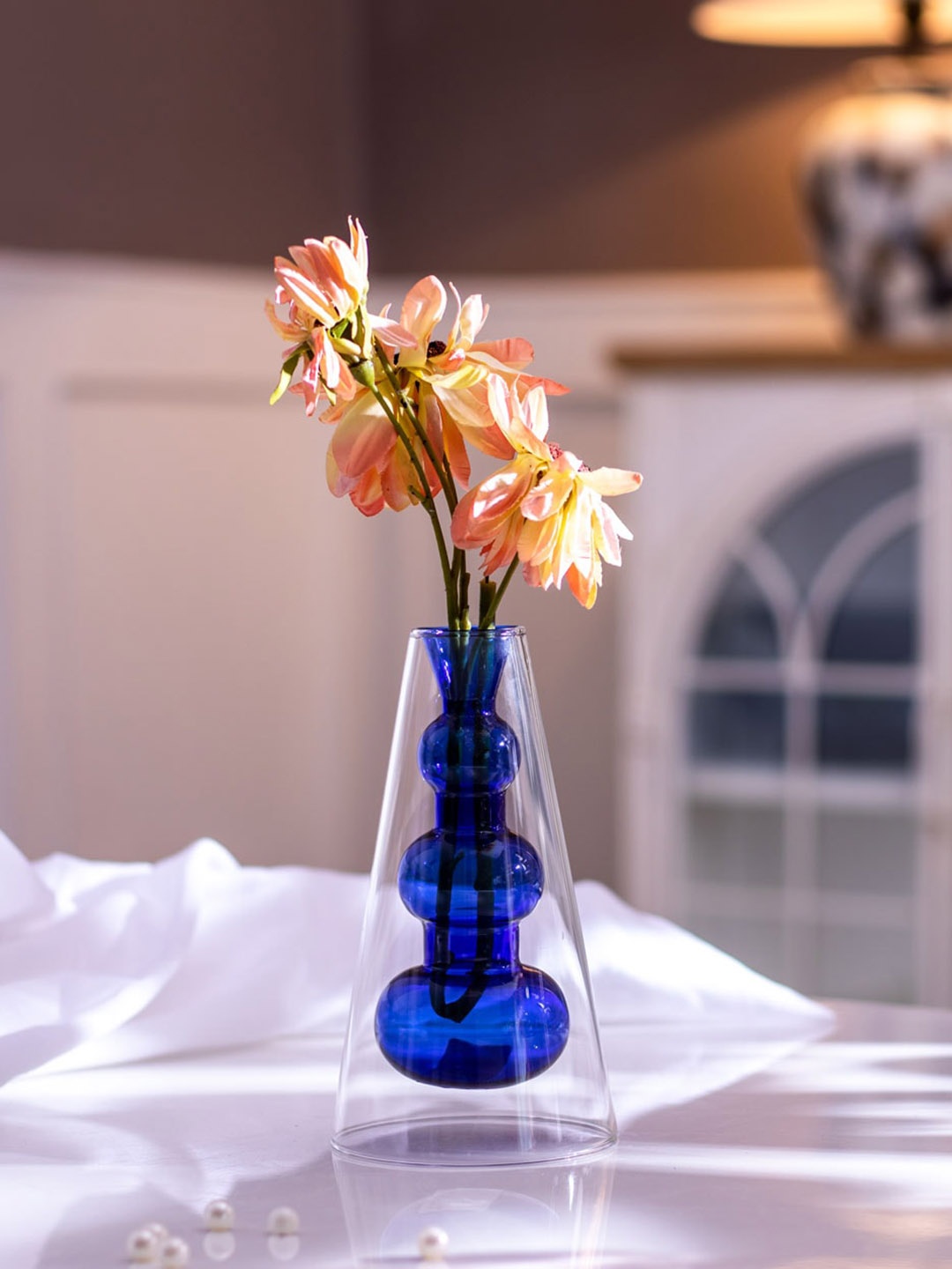 THEDECORKART Purple Glass Flower Vase