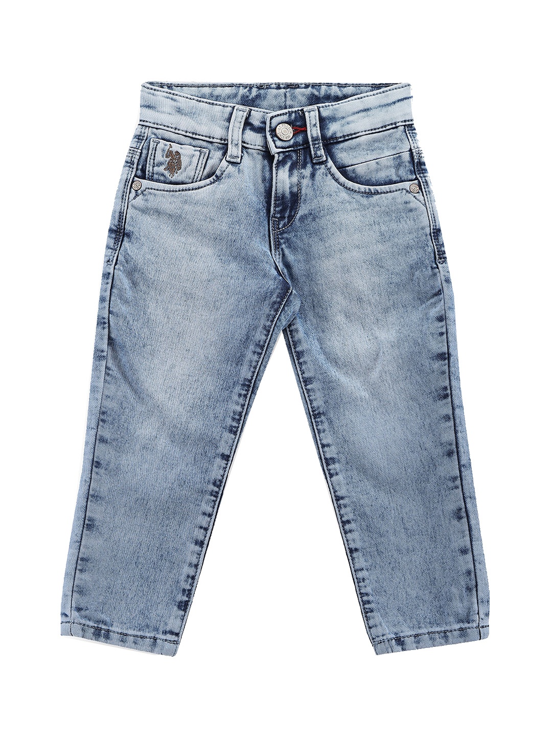 

U.S. Polo Assn. Kids Boys Blue Slim Fit Clean Look Heavy Fade Cotton Jeans