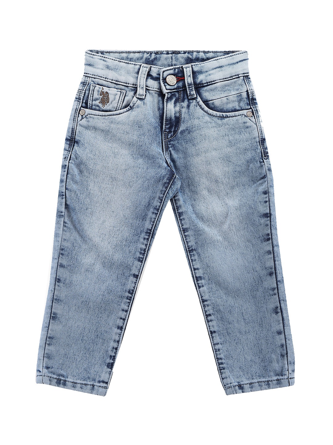 

U.S. Polo Assn. Kids Boys Slim Fit Clean Look Heavy Fade Cotton Jeans, Blue