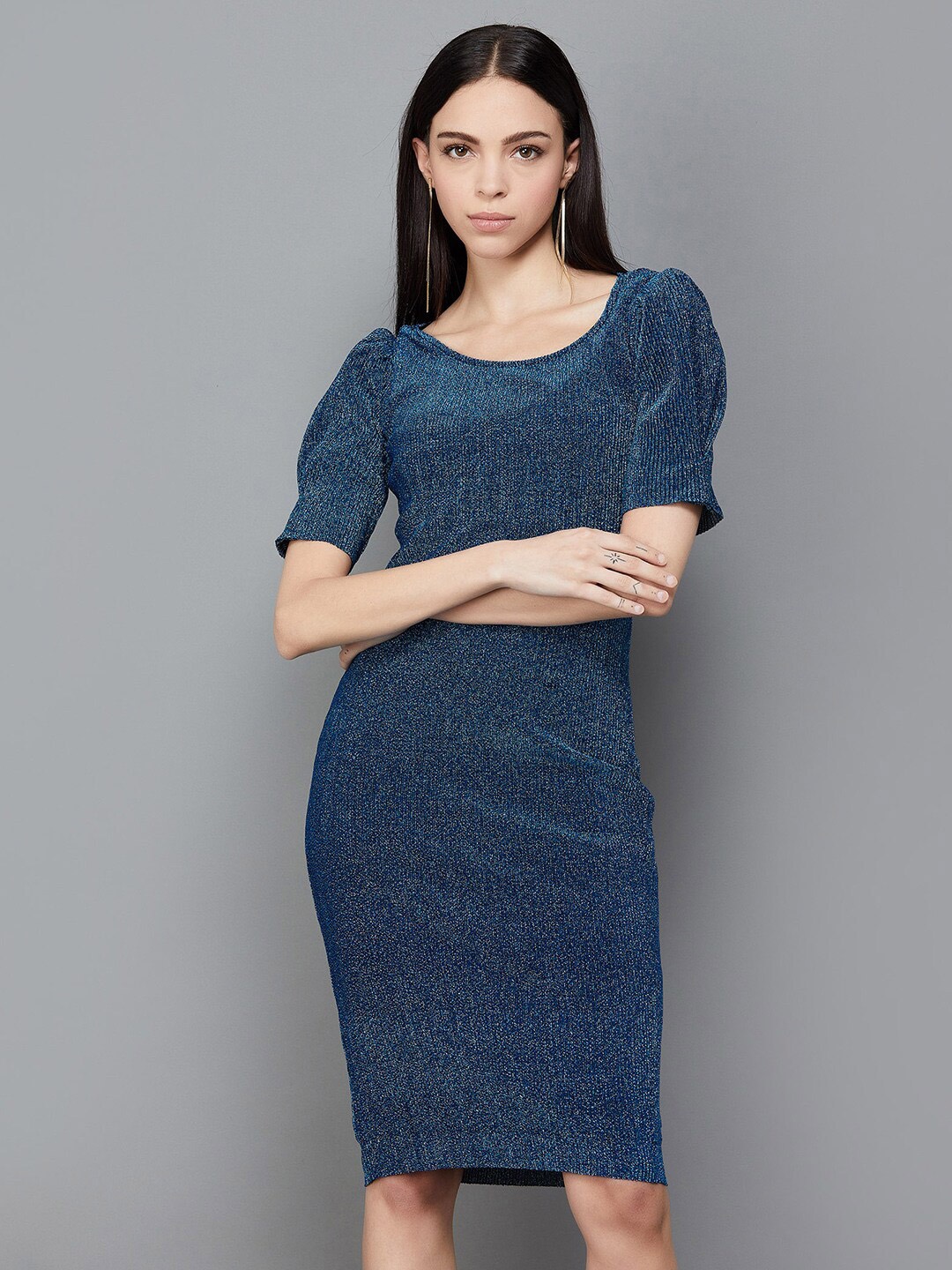 

CODE by Lifestyle Puff Sleeves Sheath Dress, Blue