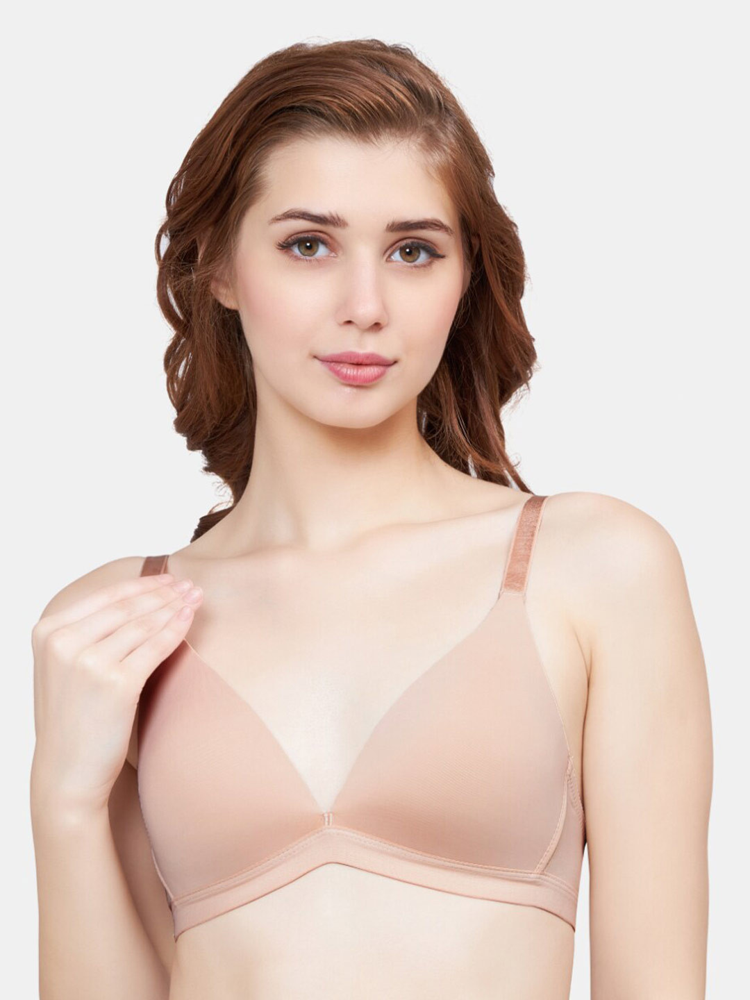 

PLUMBURY Deep V Lightly Padded Plunge Bra, Beige