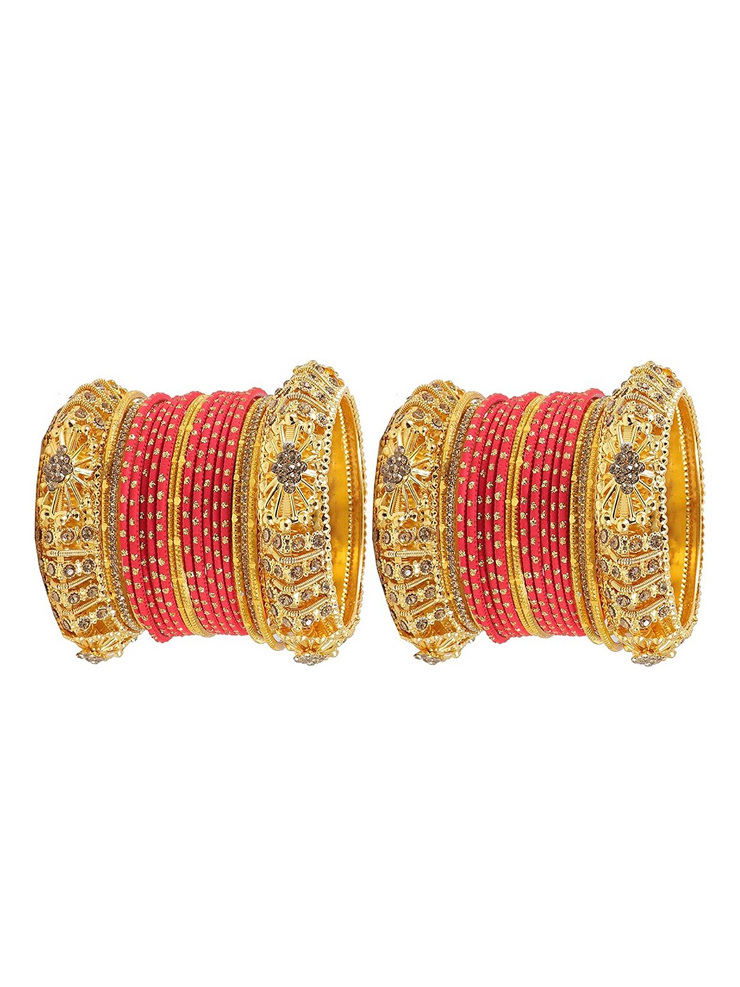 

NMII Set Of 40 Zircon Stone-Studded Bangles, Red