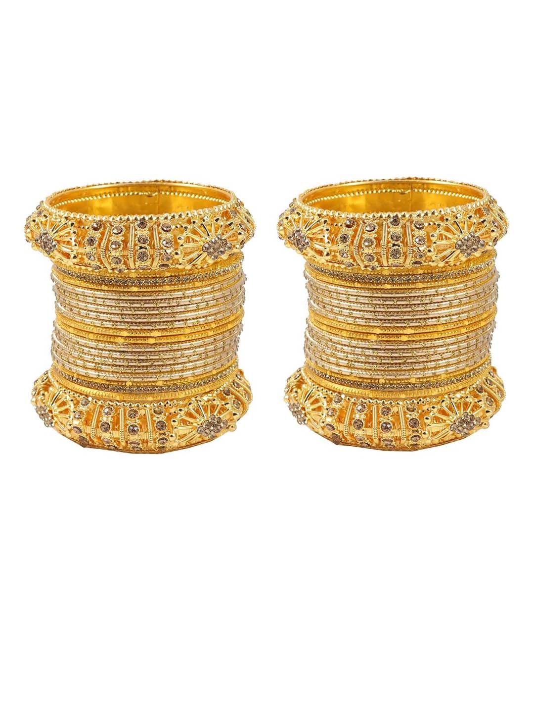 

NMII Set Of 40 Cubic Zircon-Studded Bangles, Gold