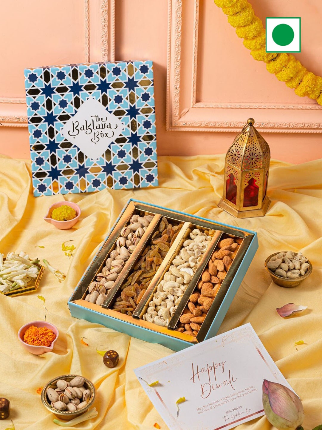 

The Baklava Box Assorted Diwali Dry Fruits Imperial Gift Box - 500 gm, Blue