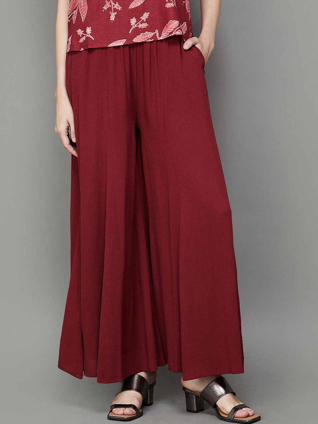 

Colour Me by Melange Women Culottes Trousers, Red