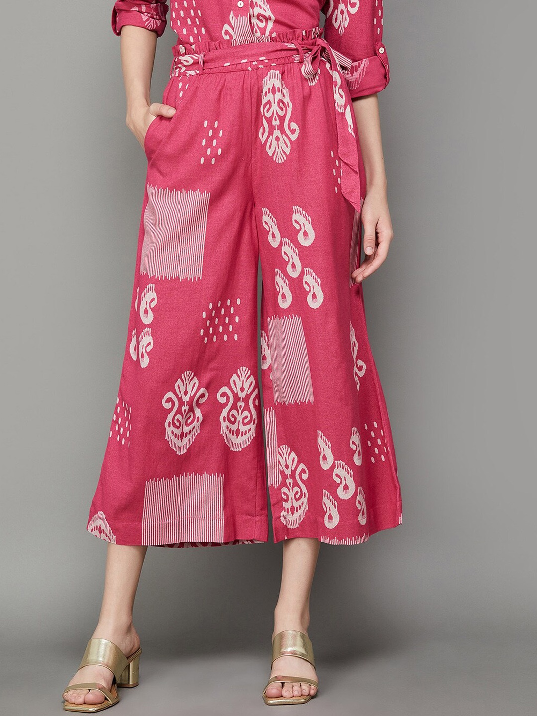 

Colour Me by Melange Women Ethnic Motifs Printed Culottes Trousers, Pink