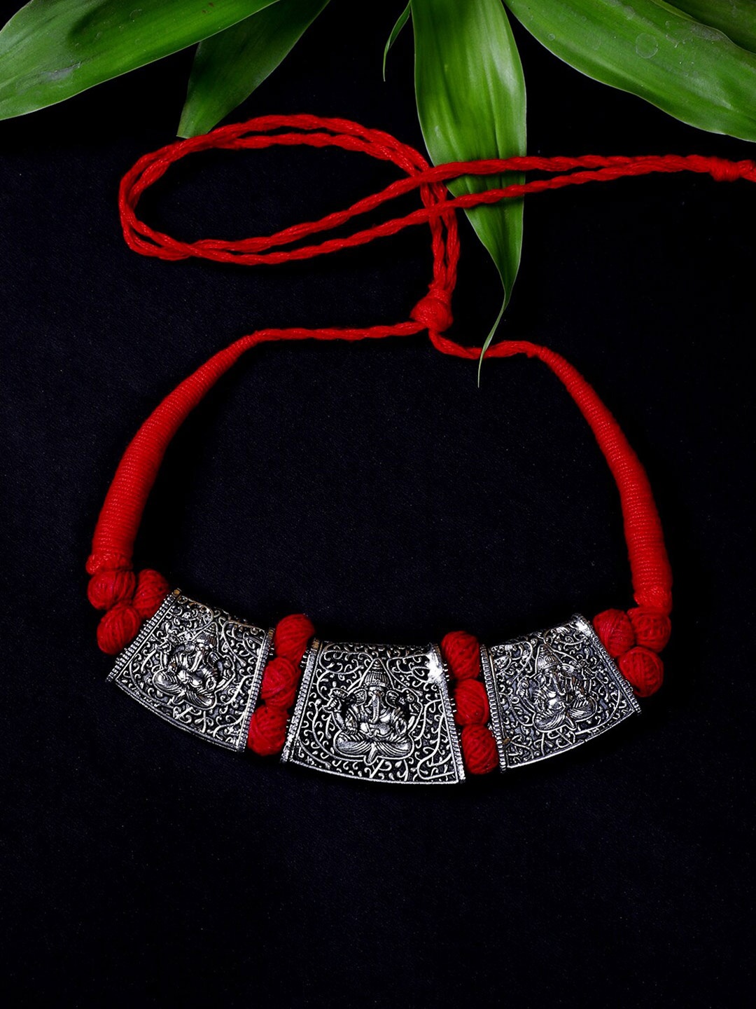 

FIROZA Silver-Plated Oxidised Necklace