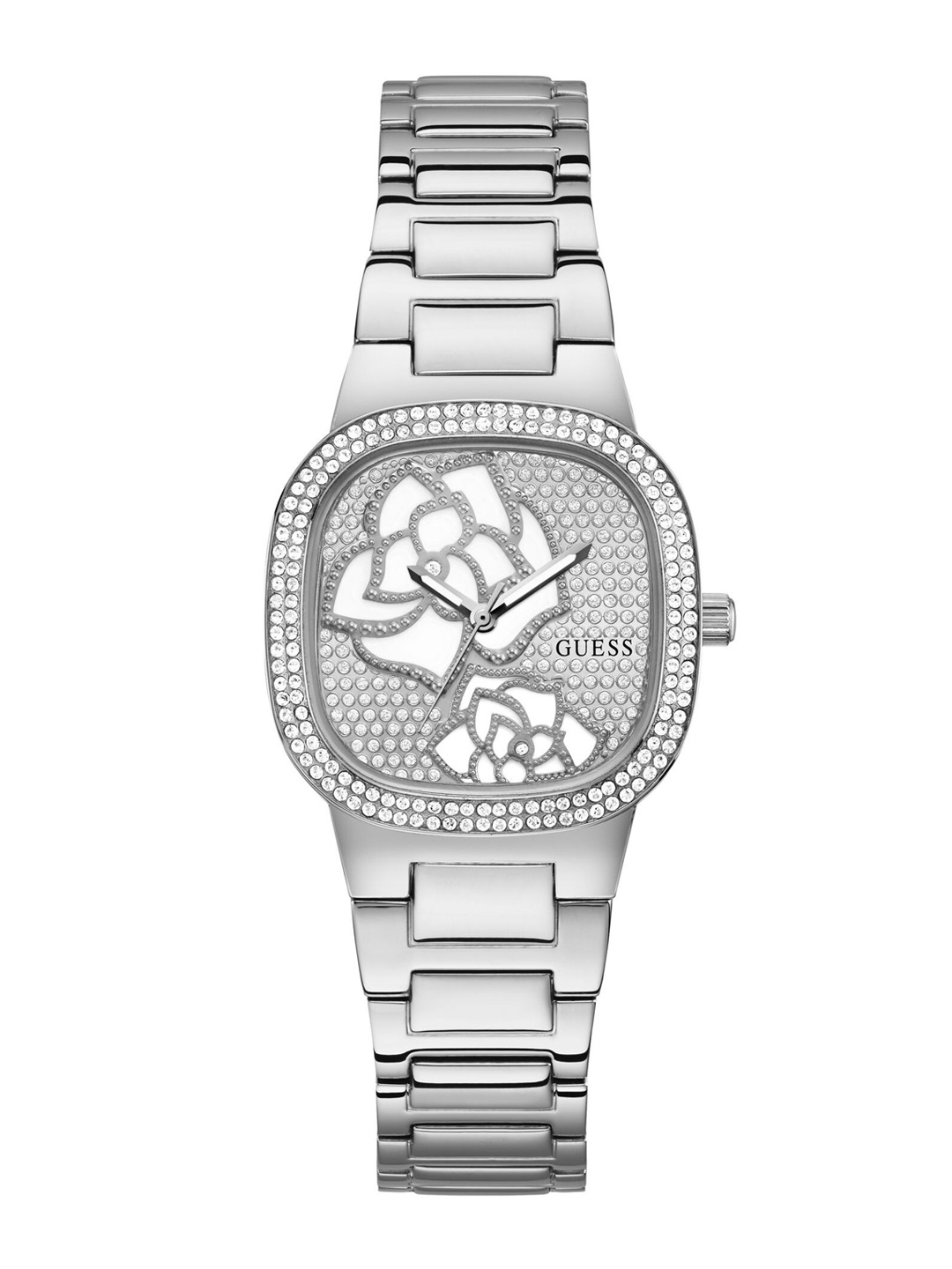 

GUESS Women Embellished Dial & Stainless Steel Bracelet Style Analogue Watch GW0544L1, Silver