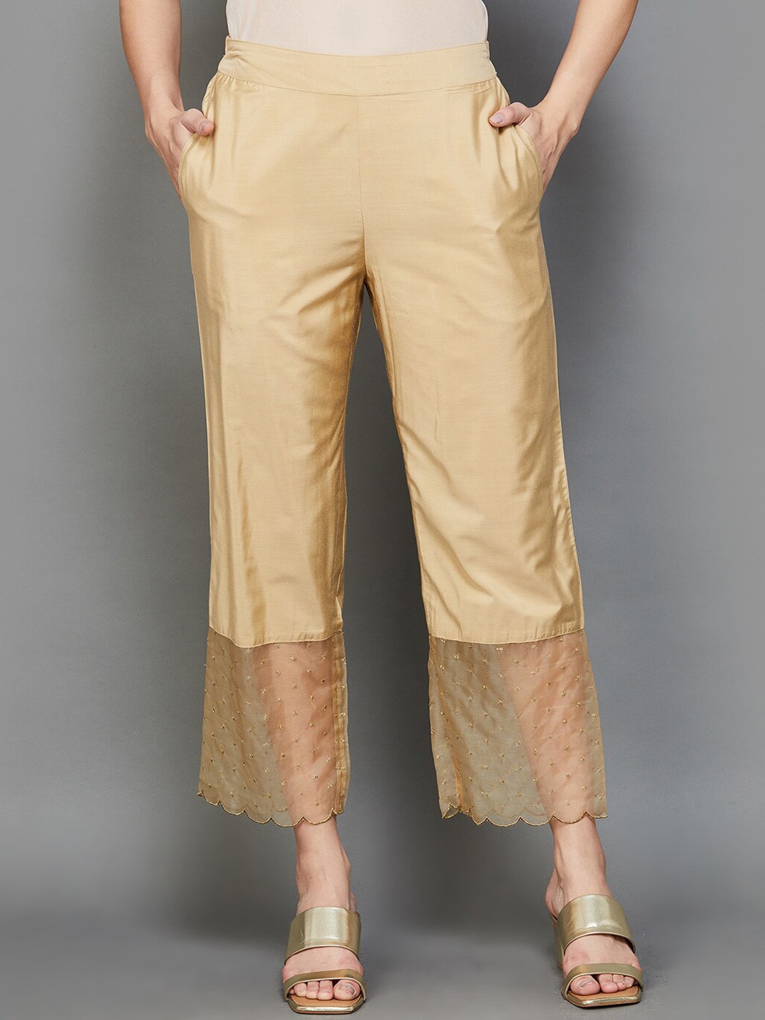 

Melange by Lifestyle Women Mid-Rise Trousers, Gold