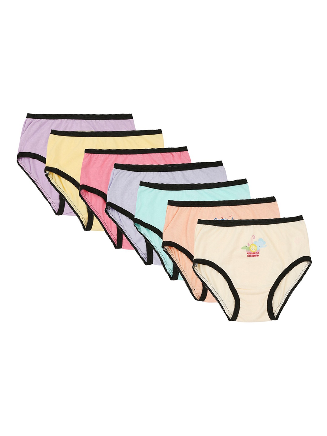 

RAINE AND JAINE Girls Pack Of 7 Printed Cotton Briefs, Purple