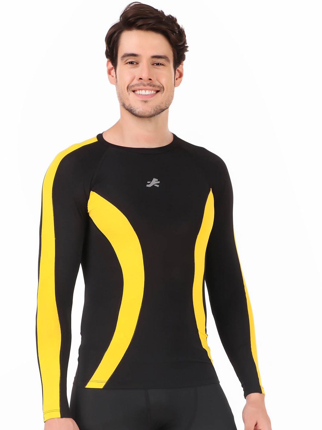 REDESIGN Colourblocked Dry Fit Compression T-shirt, Black