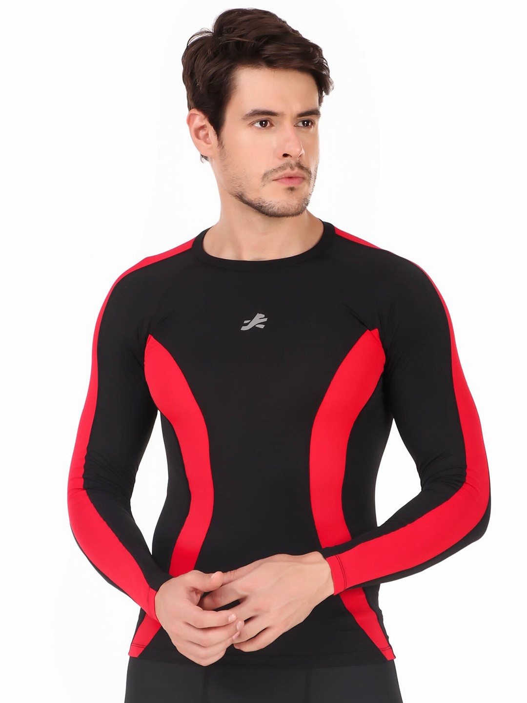 

REDESIGN Colourblocked Dry Fit Compression T-shirt, Black