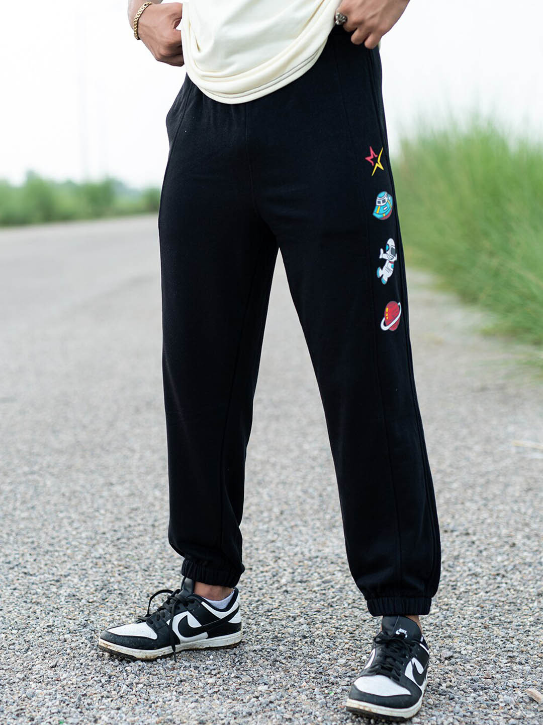 

Tistabene Men Graphic Printed Relaxed Fit Cotton Joggers, Black