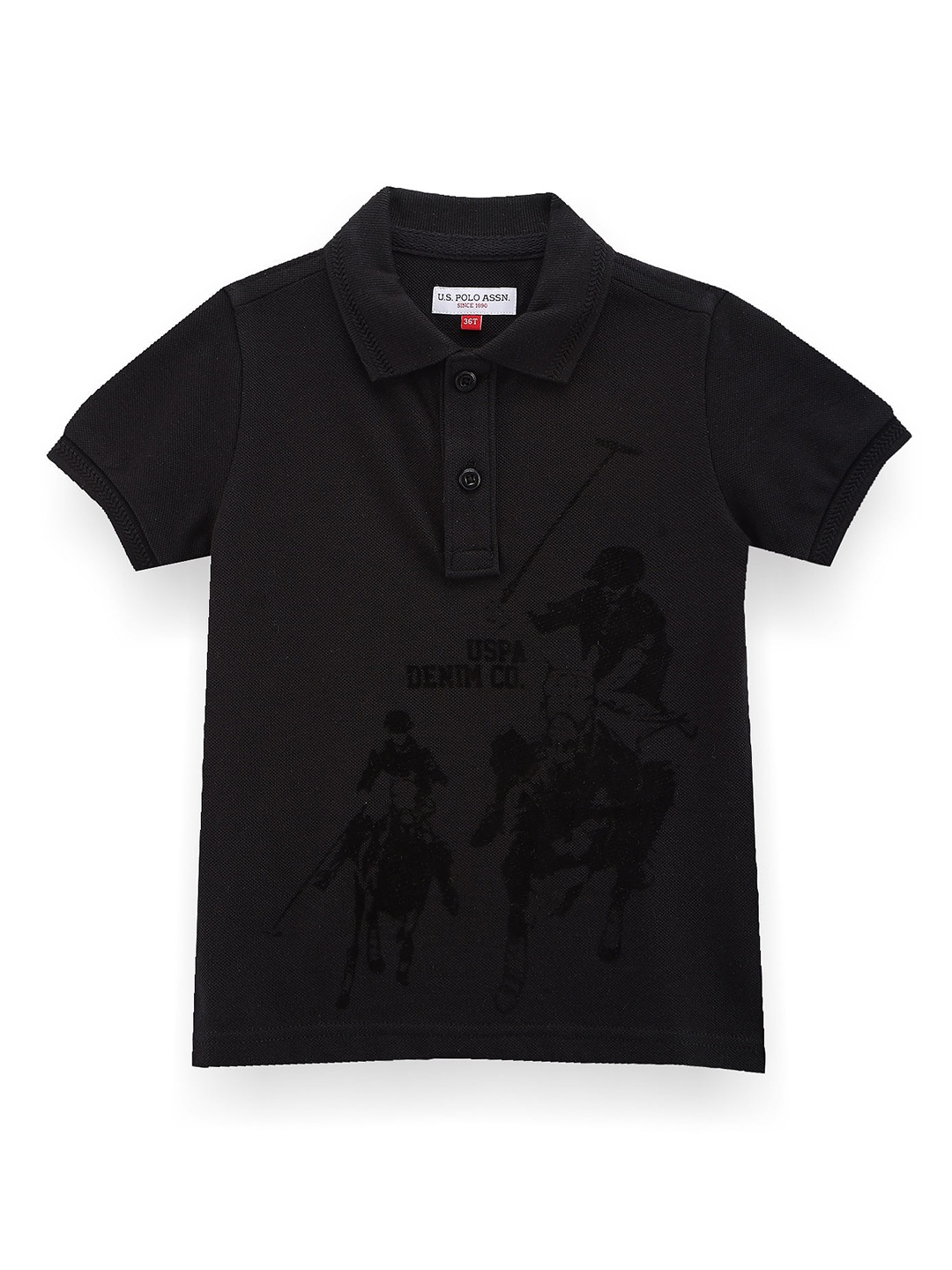 

U.S. Polo Assn. Kids Boys Polo Collar Regular Fit Cotton T-shirt, Black