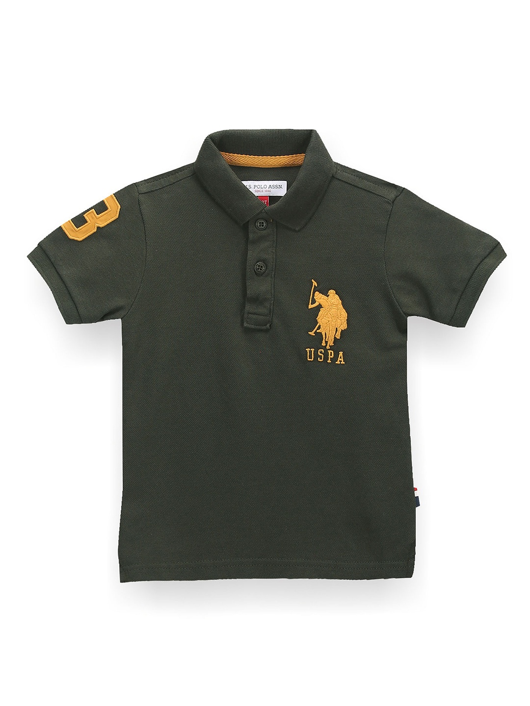 

U.S. Polo Assn. Kids Boys Polo Collar Embroidered Detail Cotton T-shirt, Green