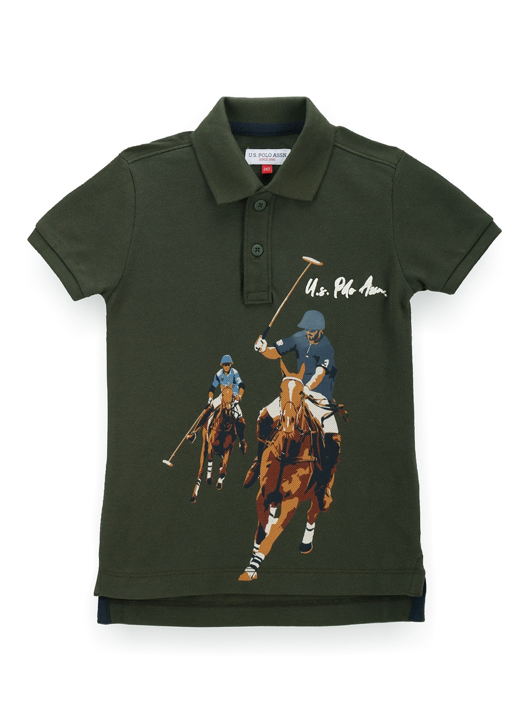 

U.S. Polo Assn. Kids Boys Graphic Printed Polo Collar Cotton T-shirt, Green