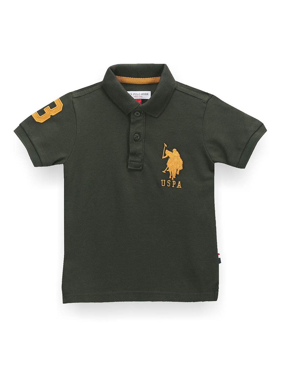 

U.S. Polo Assn. Kids Boys Polo Collar Embroidered Detail Cotton T-shirt, Green