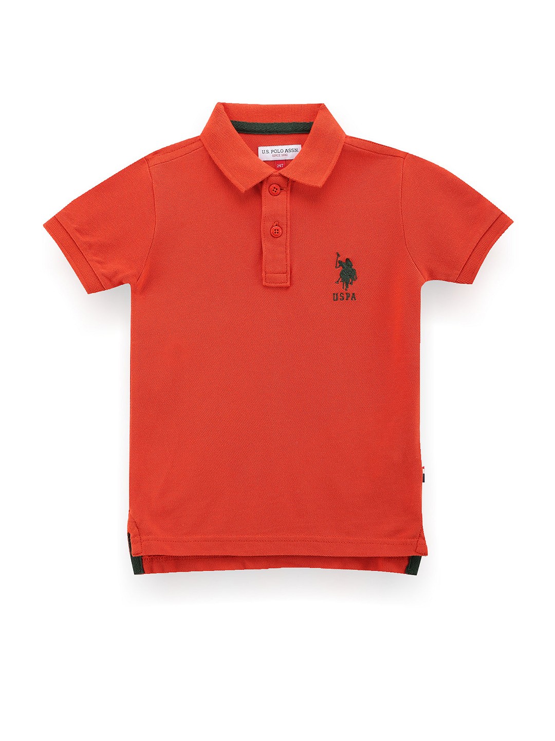 

U.S. Polo Assn. Kids Boys Polo Collar With Embroidered Details Cotton T-shirt, Orange