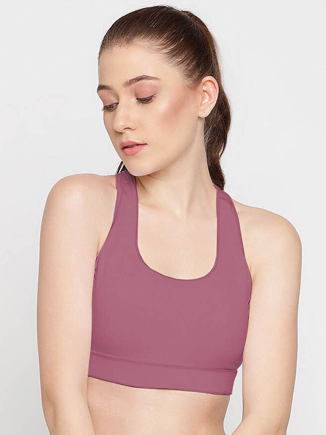 

Wearjukebox Medium Coverage Lightly Padded Workout Bra With All Day Comfort, Pink