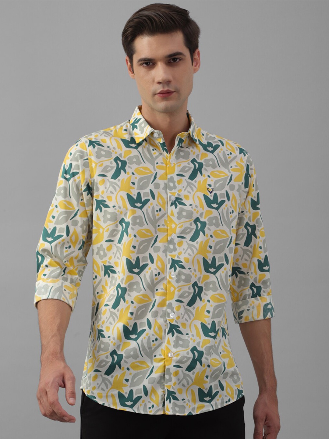 

Allen Solly Slim Fit Floral Printed Cotton Casual Shirt, Grey