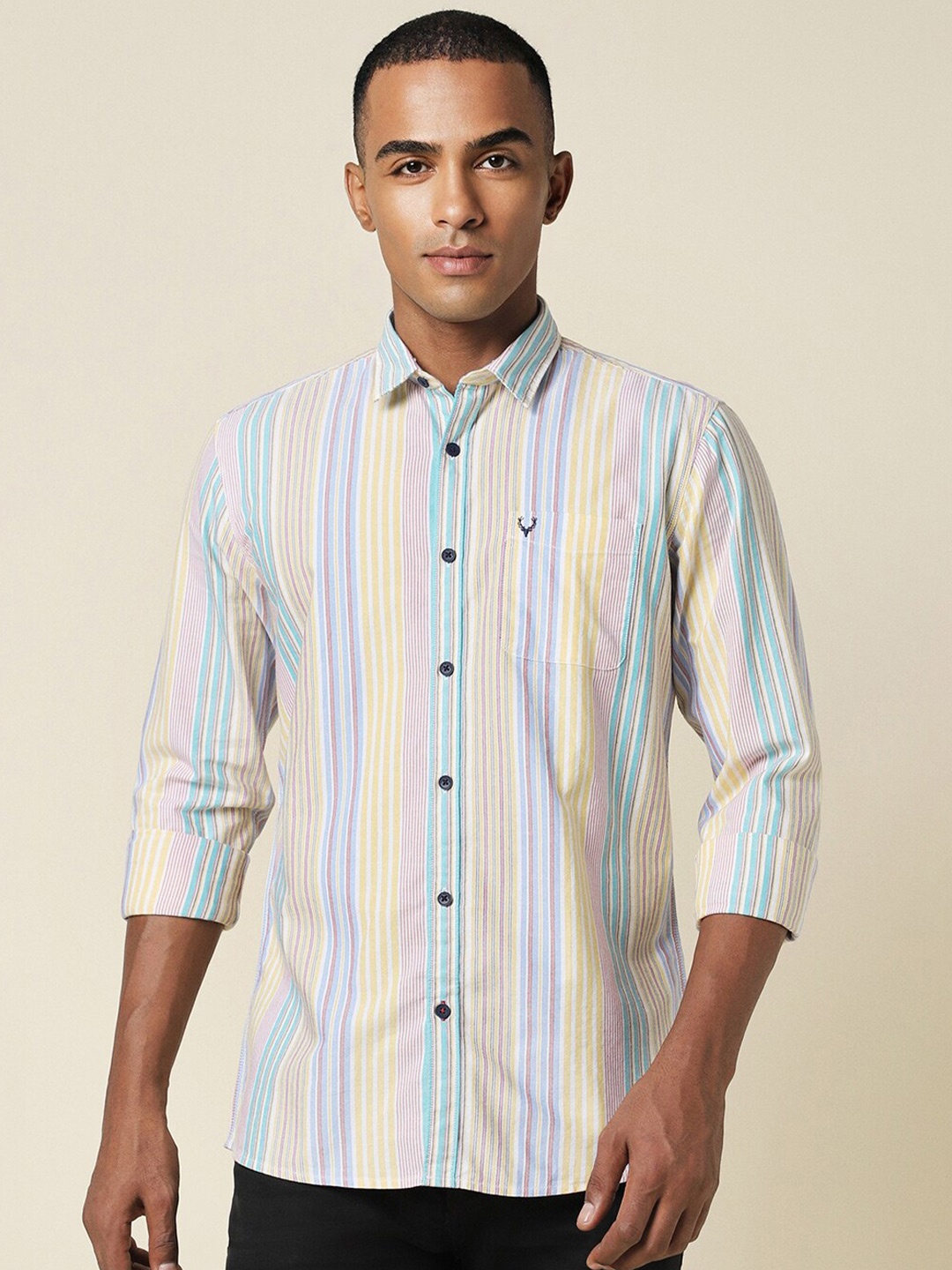 

Allen Solly Striped Pure Cotton Casual Shirt, Yellow