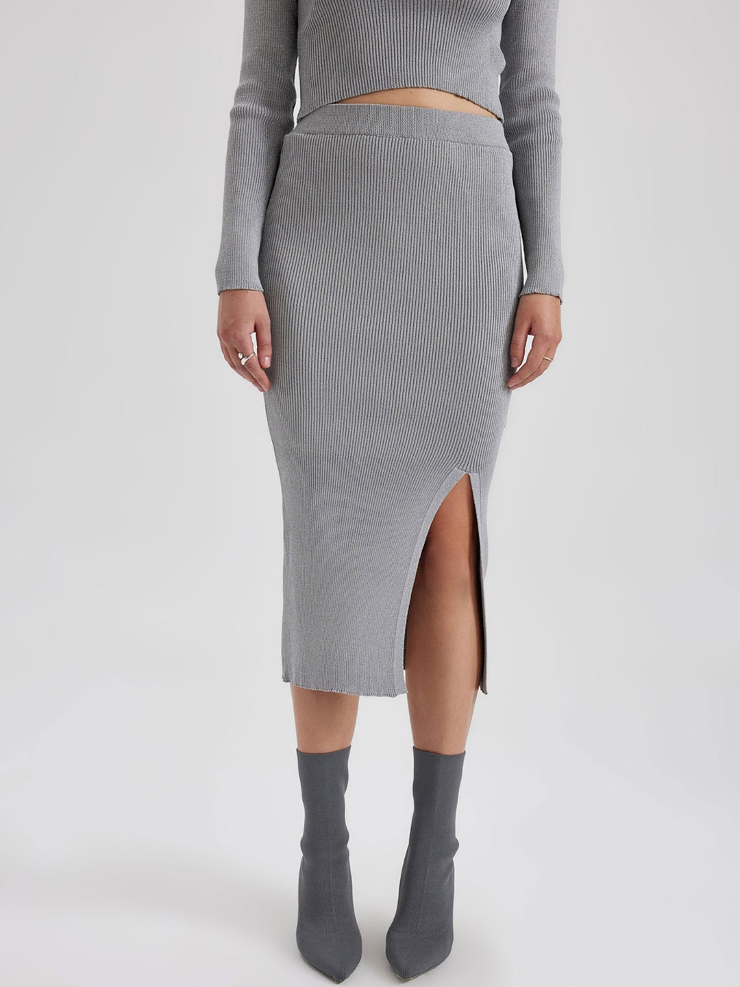 

DeFacto Pencil Midi Length Skirt, Grey