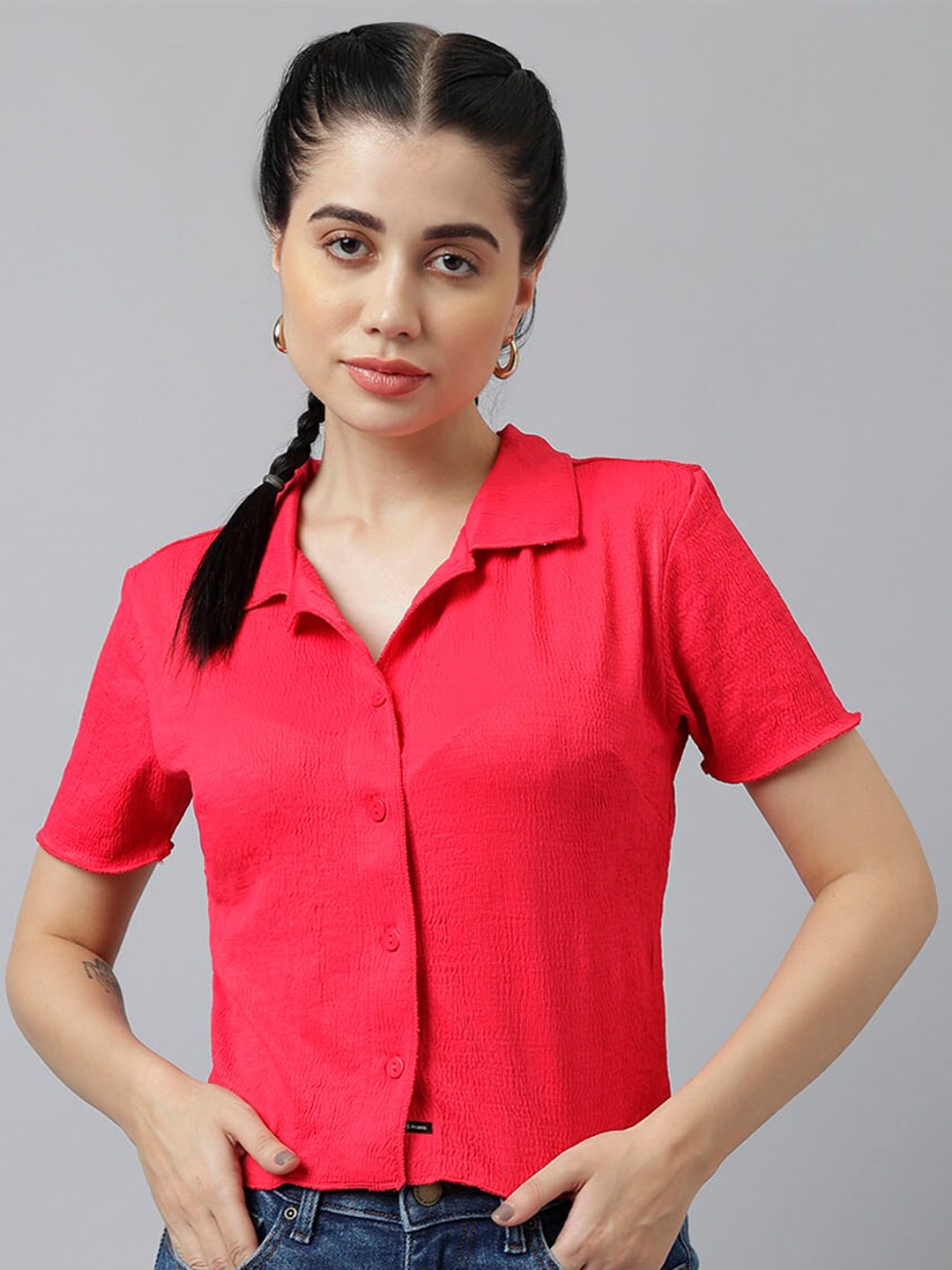 

Xpose Comfort Spread Collar Casual Shirt, Red