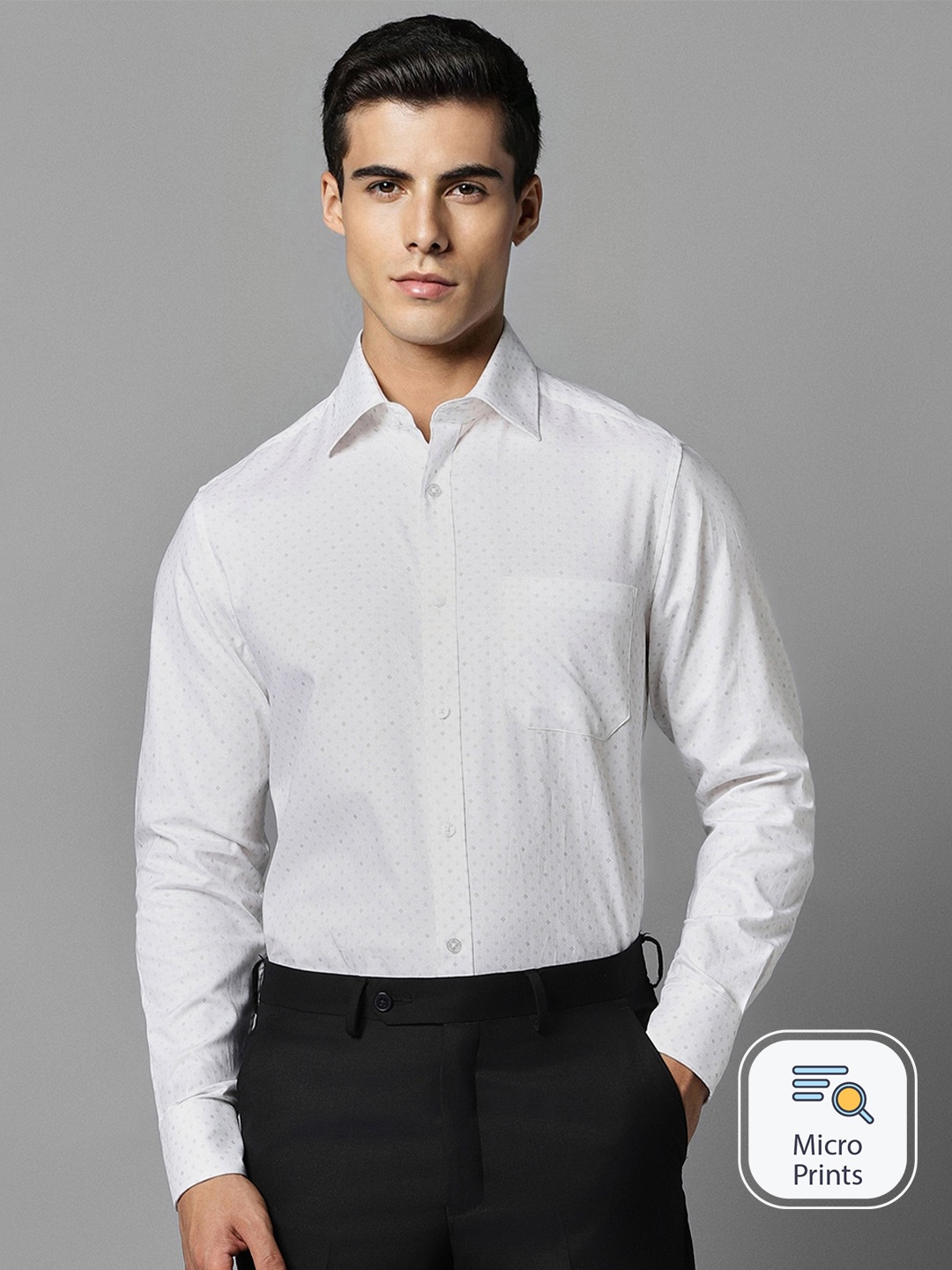 

Louis Philippe Micro Ditsy Printed Pure Cotton Formal Shirt, White