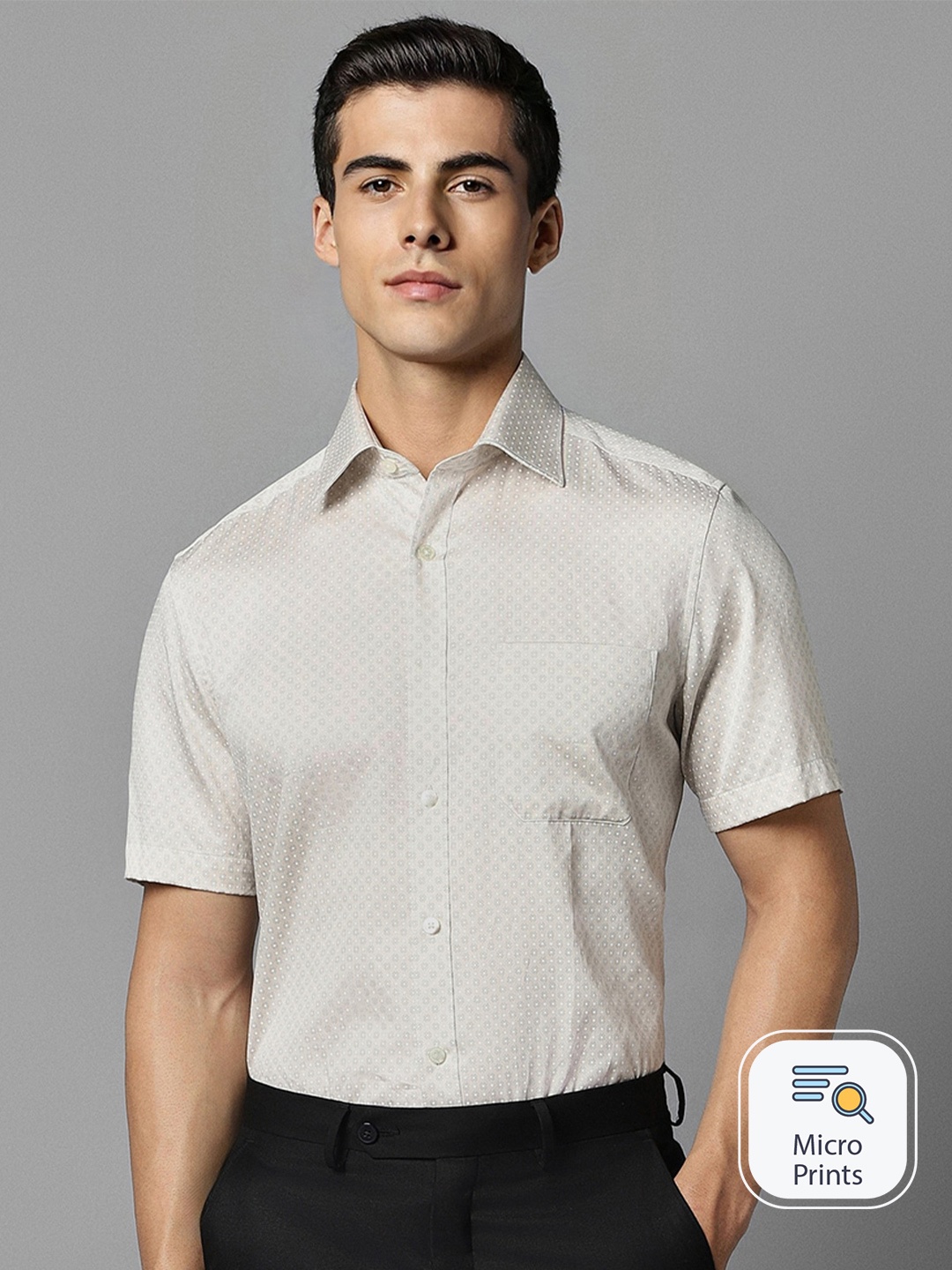 

Louis Philippe Micro Ditsy Printed Pure Cotton Formal Shirt, Grey