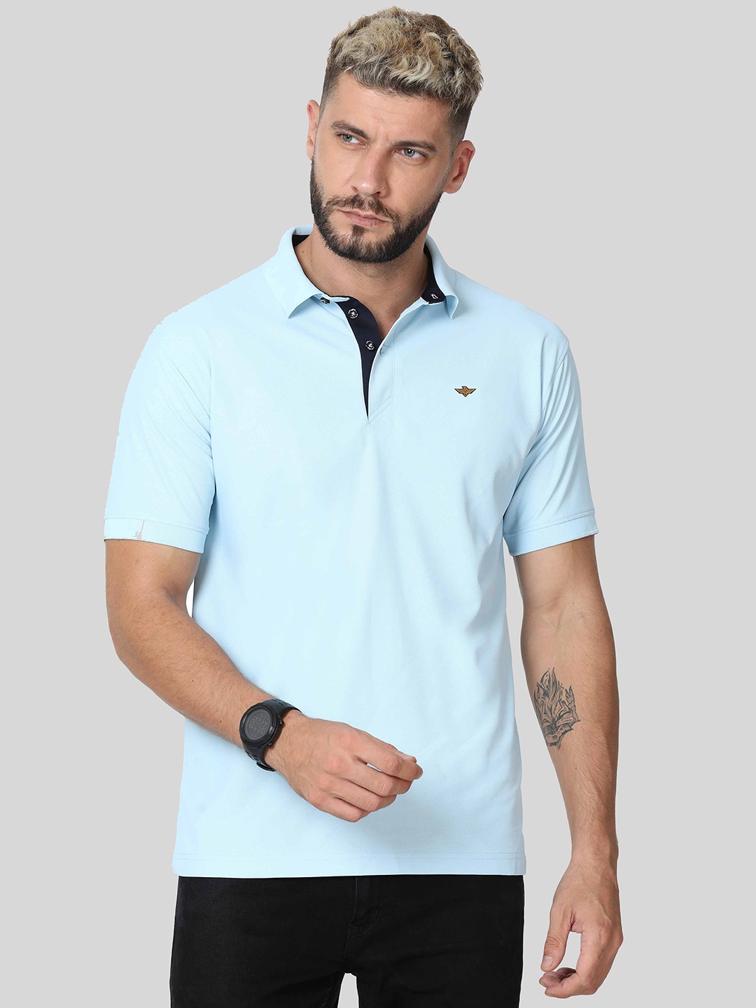 

STELLERS Polo Collar Short Sleeves Dry Fit Sports T-shirt, Blue