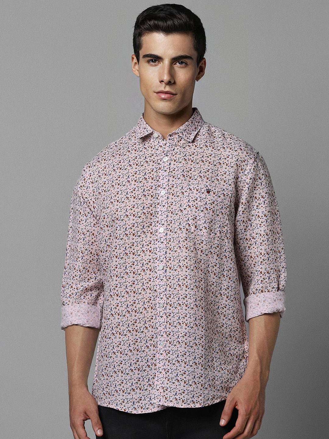 

Louis Philippe Jeans Slim Fit Micro Ditsy Printed Casual Shirt, Pink