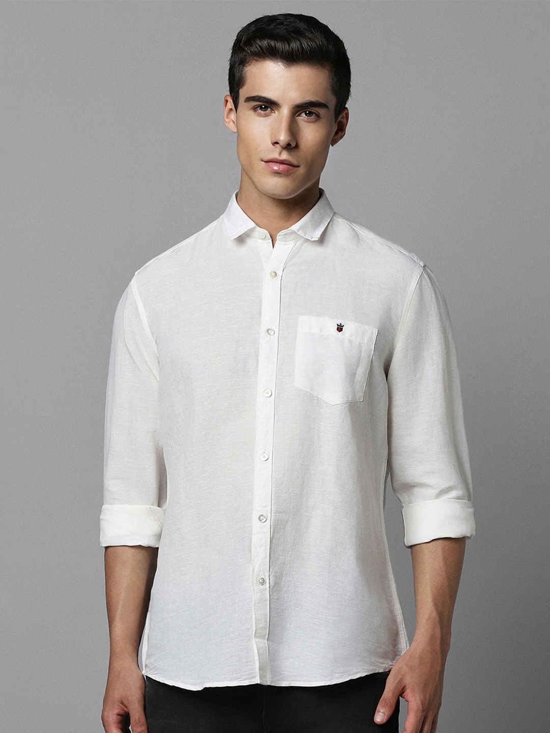 

Louis Philippe Jeans Slim Fit Spread Collar Cotton Linen Casual Shirt, White