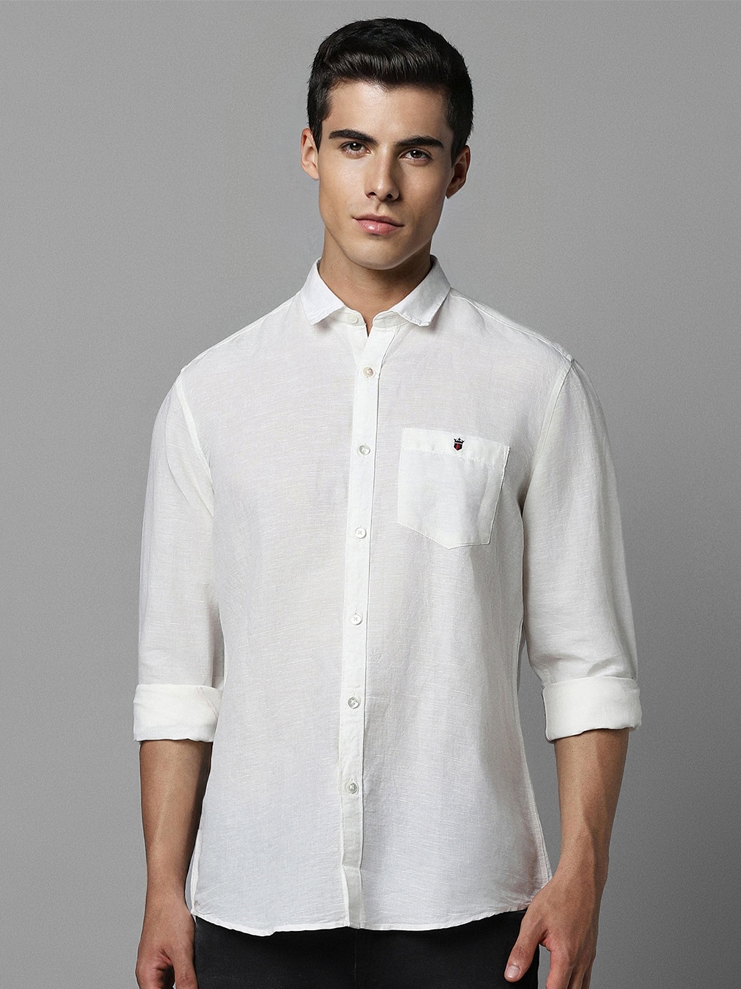 

Louis Philippe Jeans Slim Fit Spread Collar Cotton Linen Casual Shirt, White