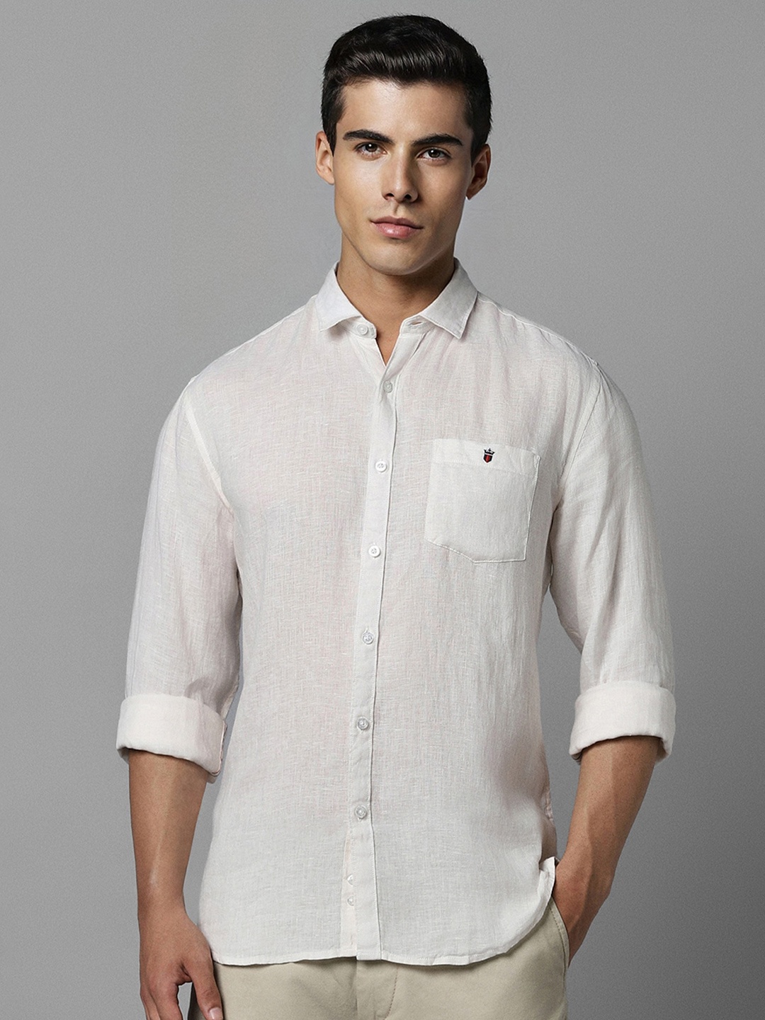 

Louis Philippe Jeans Slim Fit Spread Collar Linen Casual Shirt, White
