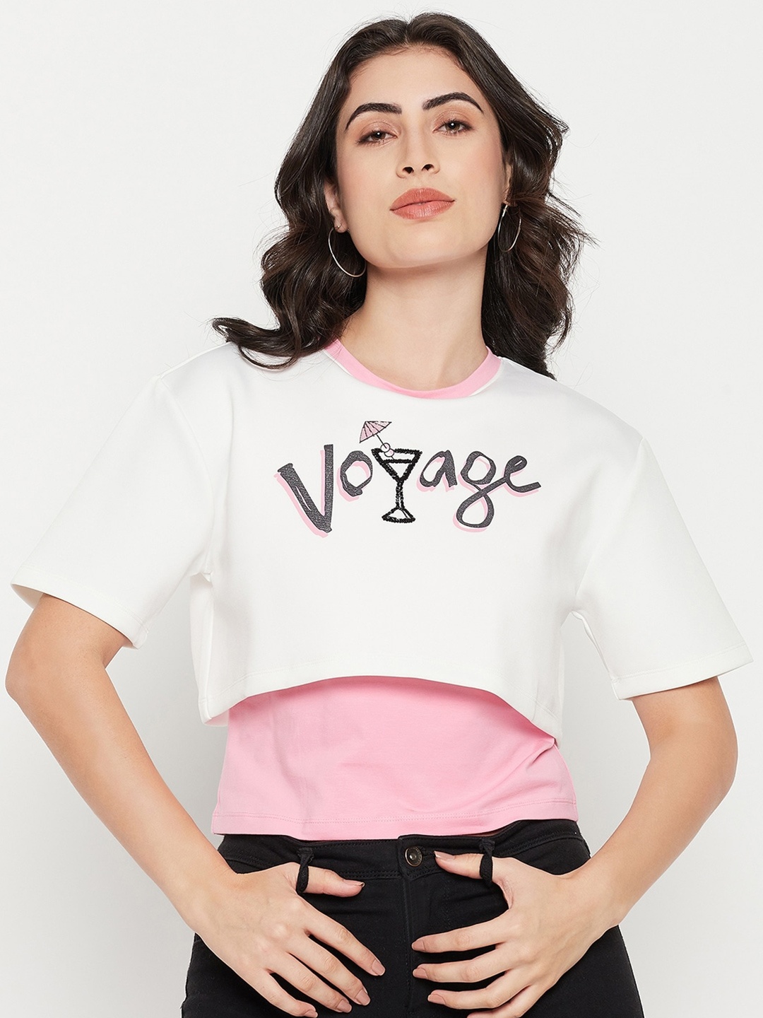 

Madame Typography Printed Top, White