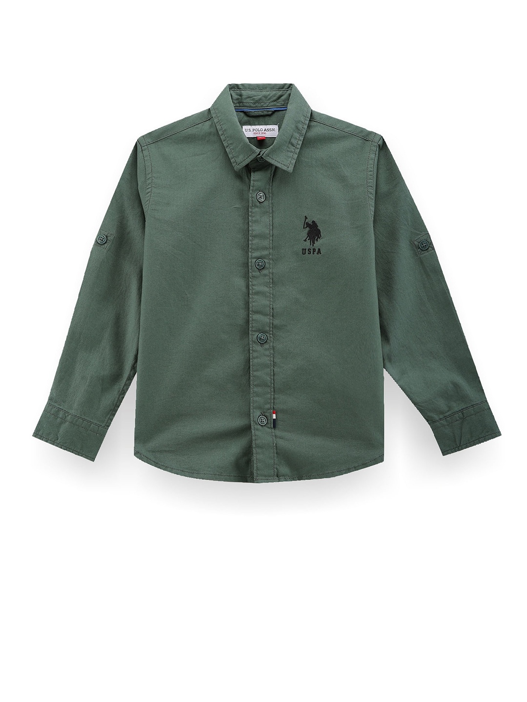 

U.S. Polo Assn. Kids Boys Classic Brand Embroidered Long Sleeves Cotton Casual Shirt, Green