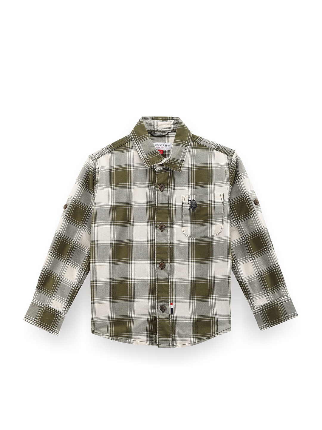 

U.S. Polo Assn. Kids Boys Classic Checked Twill Cotton Casual Shirt, Green