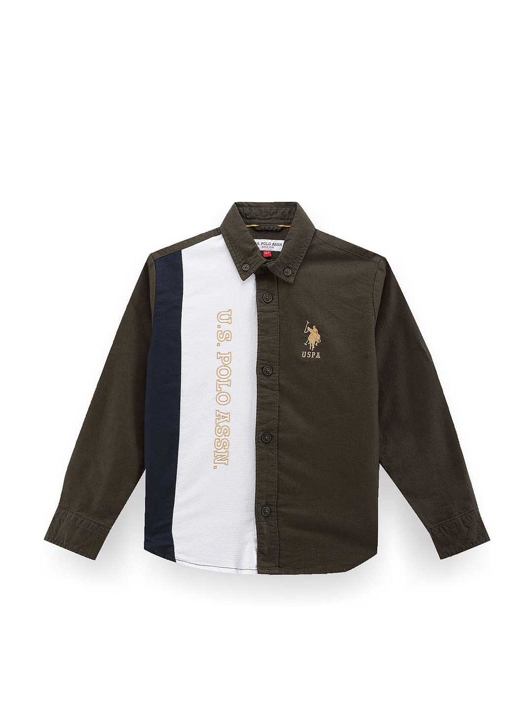 

U.S. Polo Assn. Kids Boys Classic Colourblocked Casual Shirt, Green
