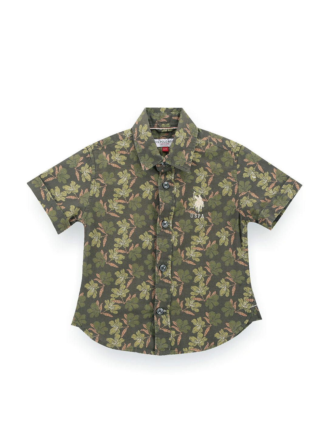 

U.S. Polo Assn. Kids Boys Classic Floral Printed Cotton Casual Shirt, Green