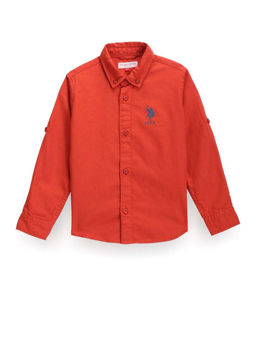 

U.S. Polo Assn. Kids Boys Classic Button-Down Collar Twill Casual Cotton Shirt, Orange