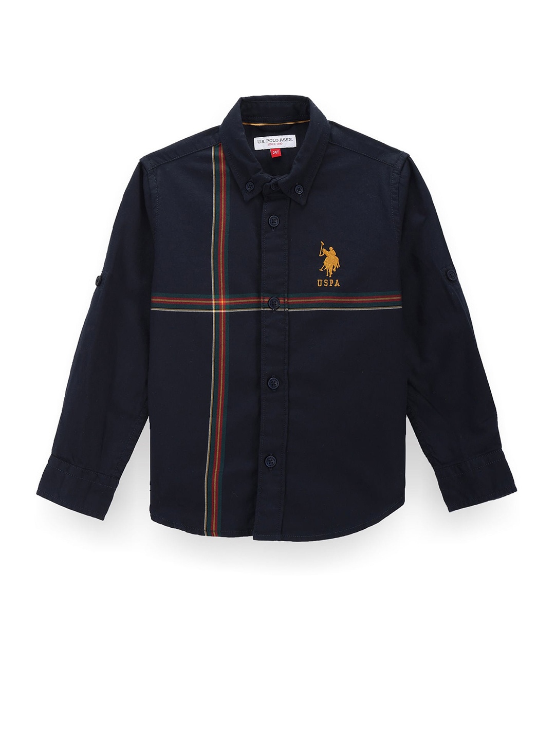 

U.S. Polo Assn. Kids Boys Classic Striped Button-Down Collar Twill Casual Cotton Shirt, Blue
