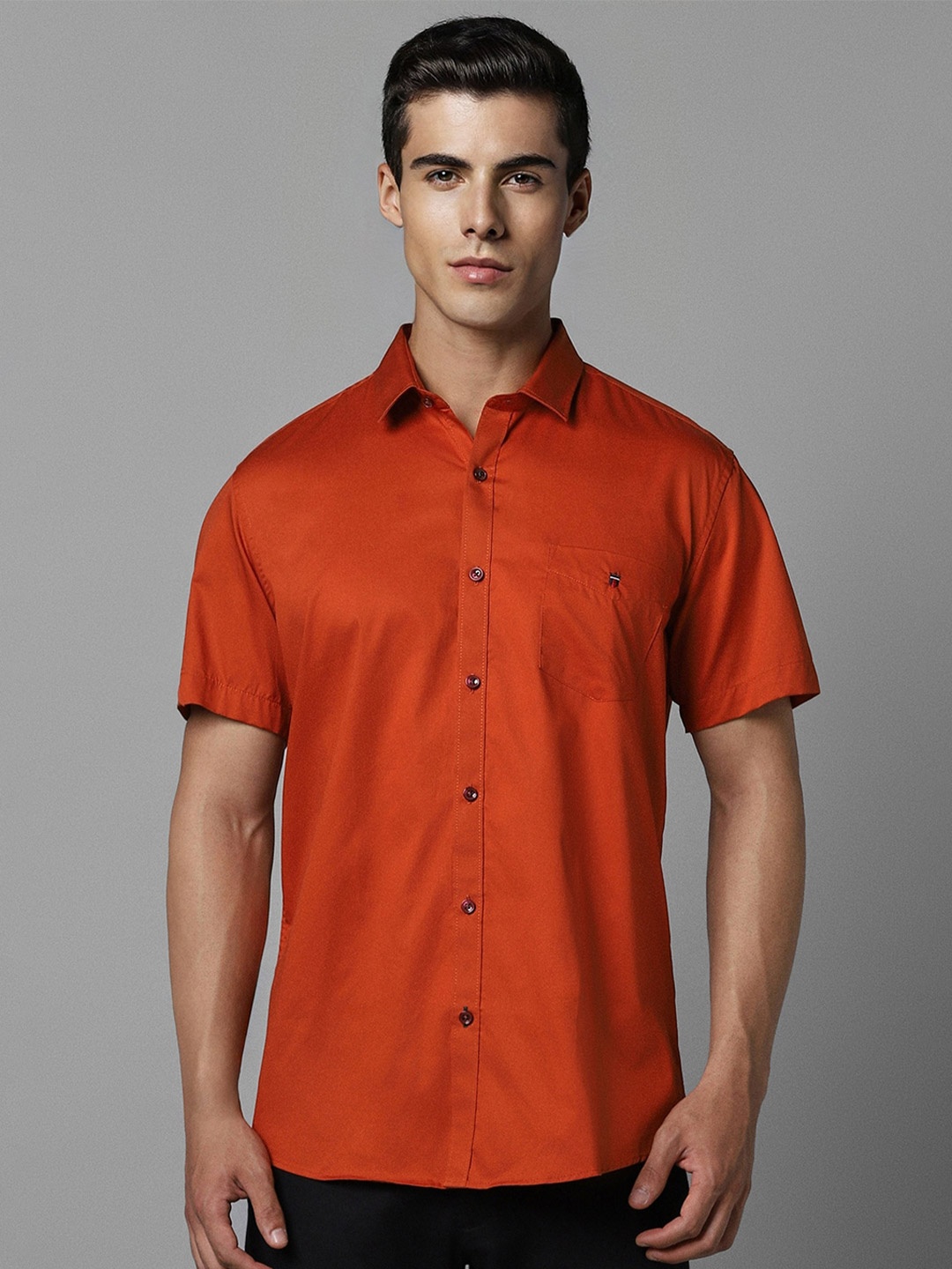 

Louis Philippe Sport Slim Fit Spread Collar Pocket Cotton Casual Shirt, Orange