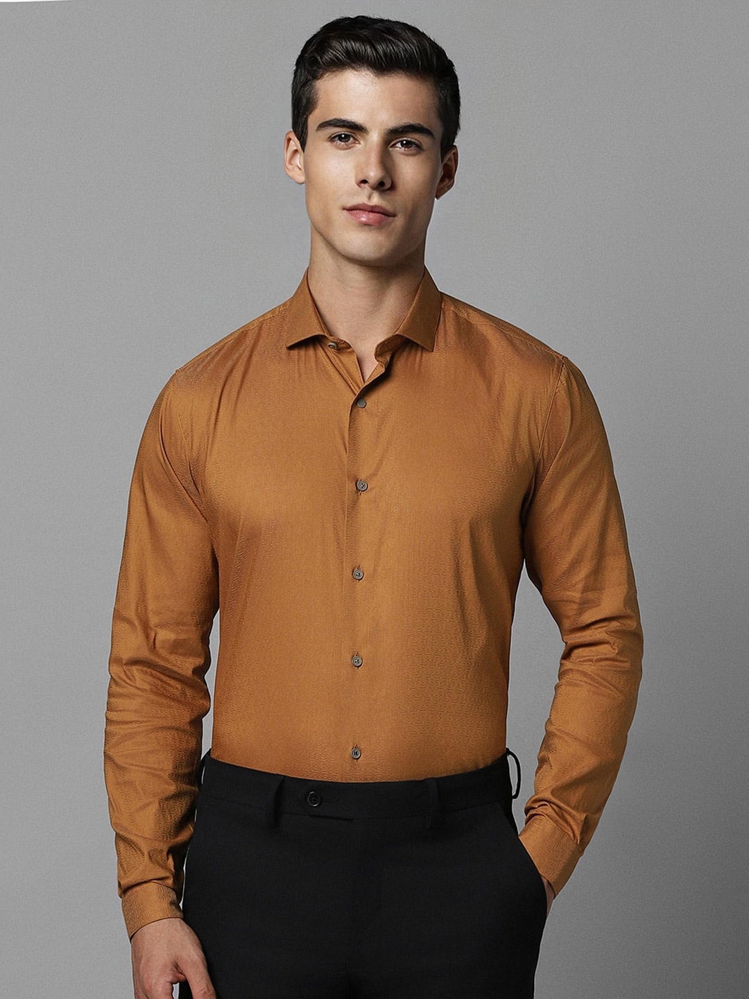

Louis Philippe Sport Slim Fit Spread Collar Long Sleeve Casual Shirt, Brown