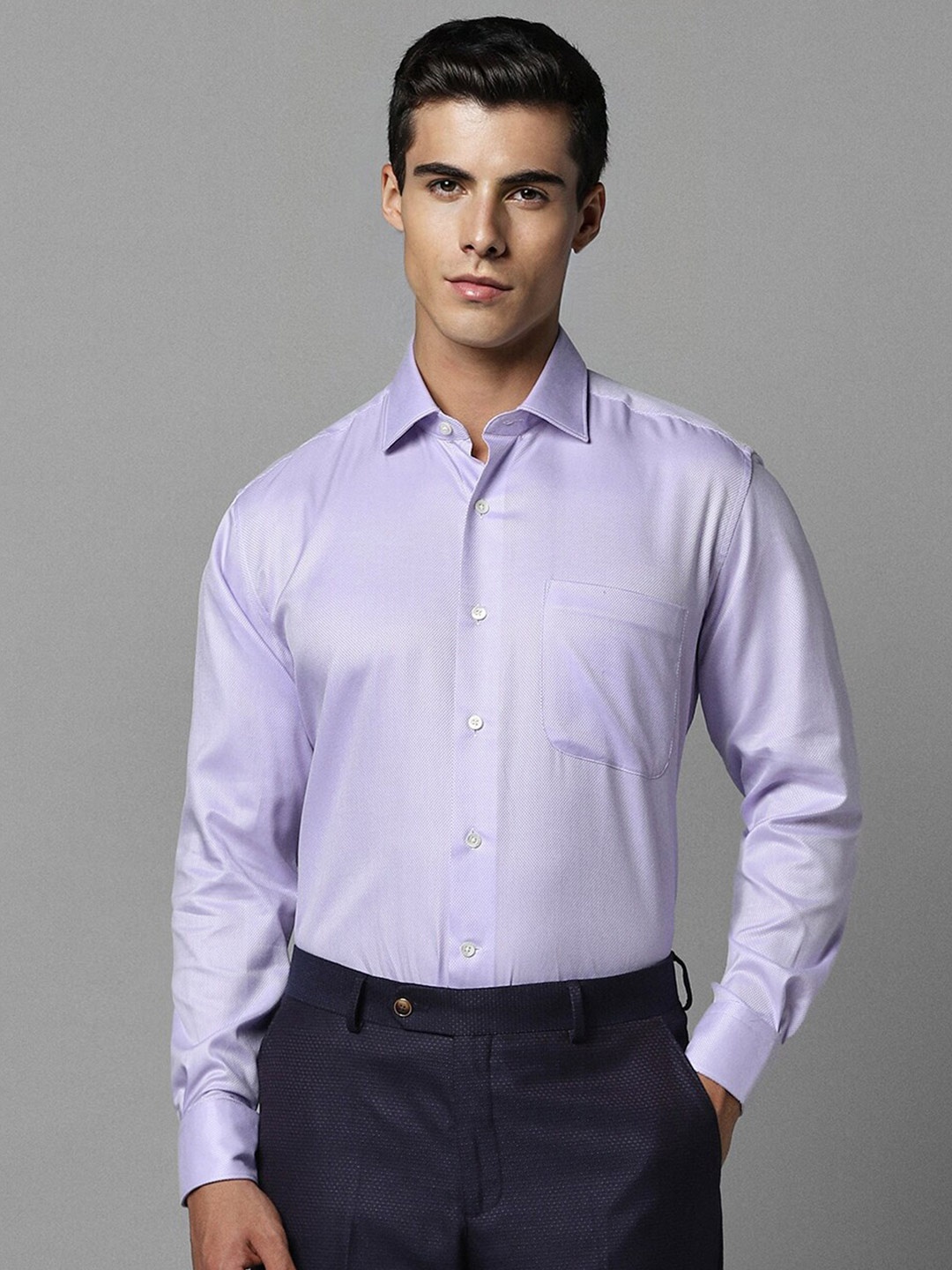 

Luxure by Louis Philippe Spread Collar Pure Cotton Formal Shirt, Purple