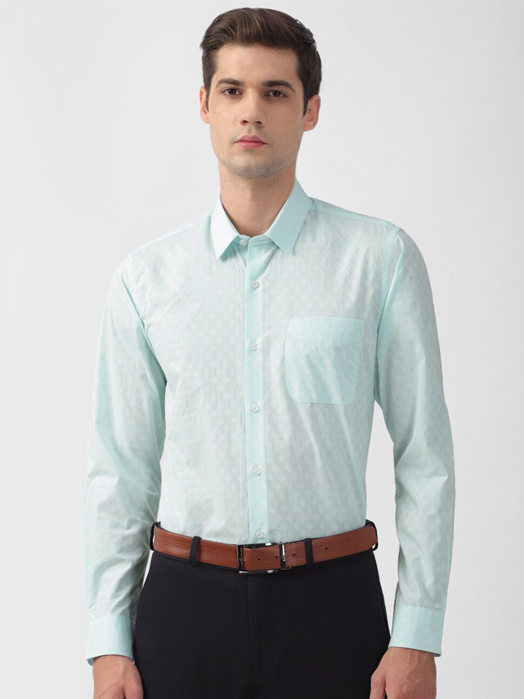 

Peter England Slim Fit Geometric Printed Formal Shirt, Blue