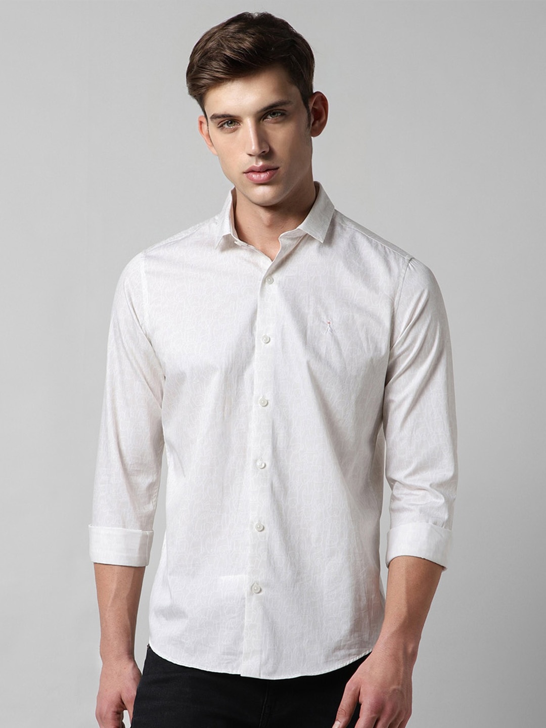 

SIMON CARTER LONDON Slim Fit Spread Collar Cotton Casual Shirt, White