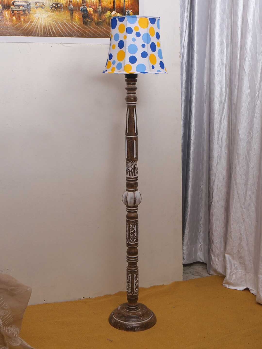 

Devansh White Printed Wooden Floor Lamp