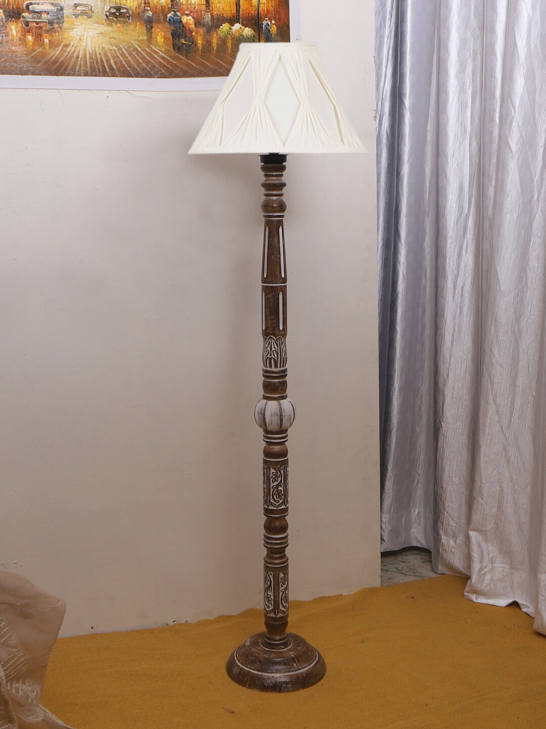 

Devansh White Printed Wooden Floor Lamp