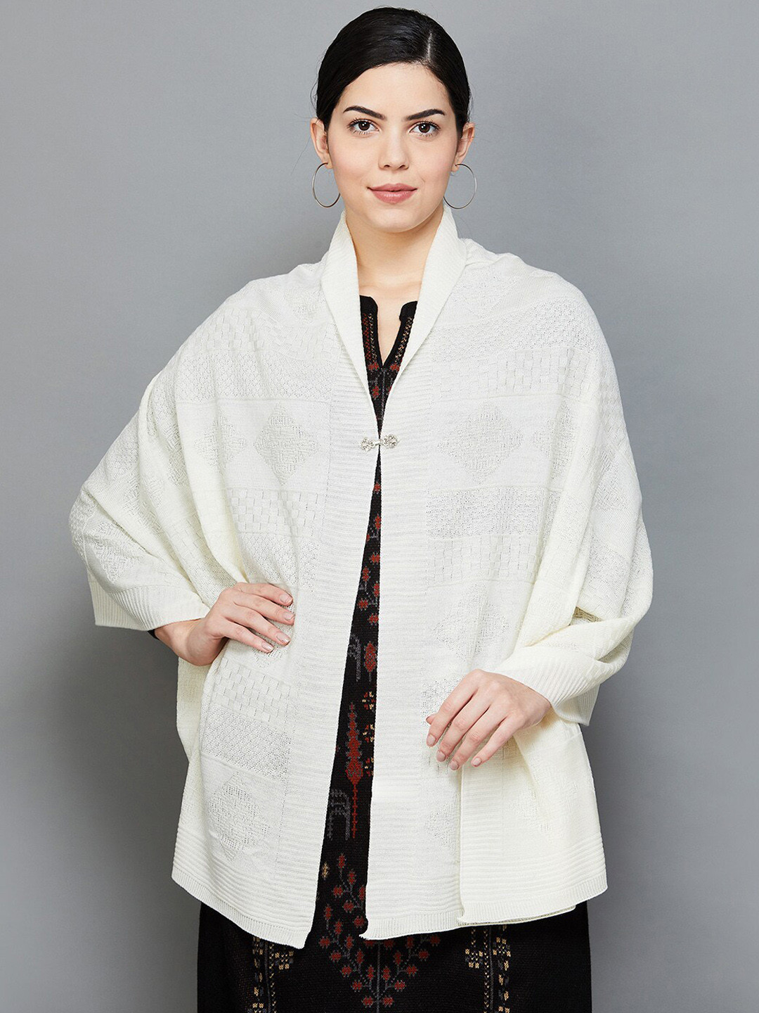 

Melange by Lifestyle Woven Design Acrylic Shawl, Off white