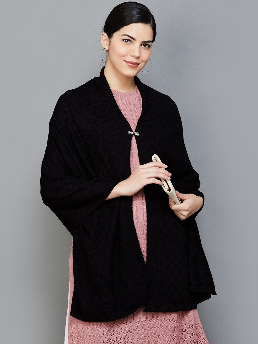 

Melange by Lifestyle Women Knitted Shawl, Black